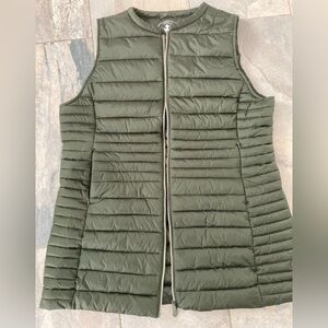 SAVE THE DUCK Dark Green Puffer Cindy Long Vest